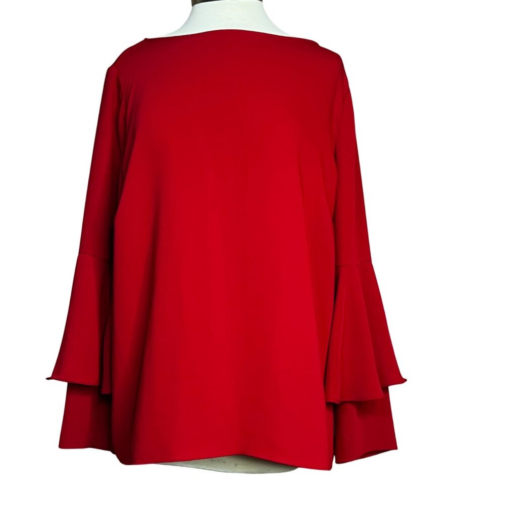 Chicos Womens Red Flared Sleeve Tunic Top Size 3 US 16/18 Polyester